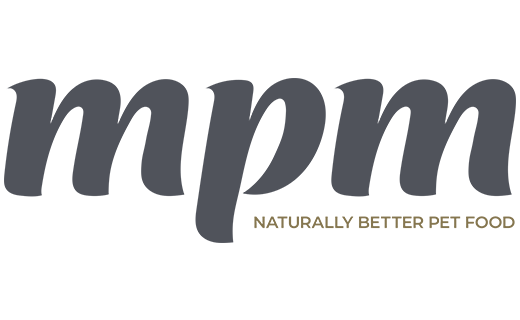 Logo for MPM, a pet food brand, with the tagline 'Naturally Better Pet Food'.