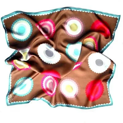 Crumpled snack package with colorful circular designs