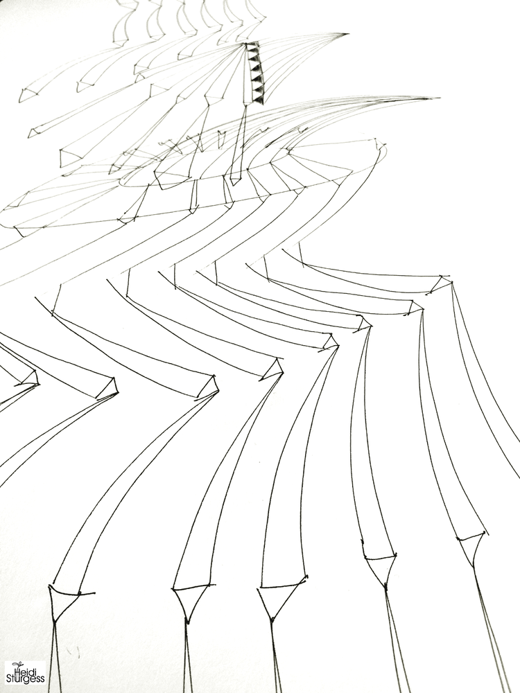 Line drawing of a sailboat with multiple sails, viewed from the side, with simple, geometric lines and a minimalist style.