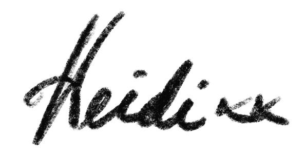 Heidi's written in black cursive font.