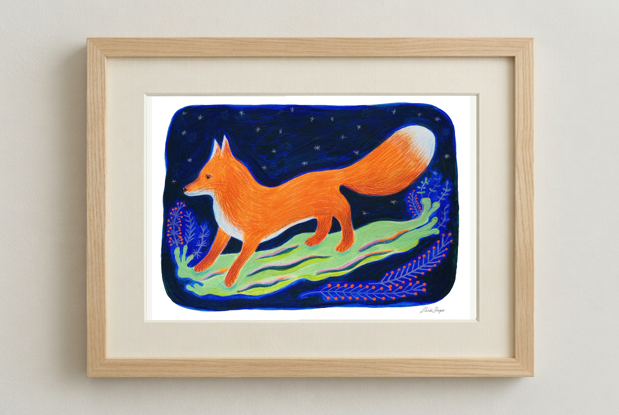 Midnight Fox Art Print