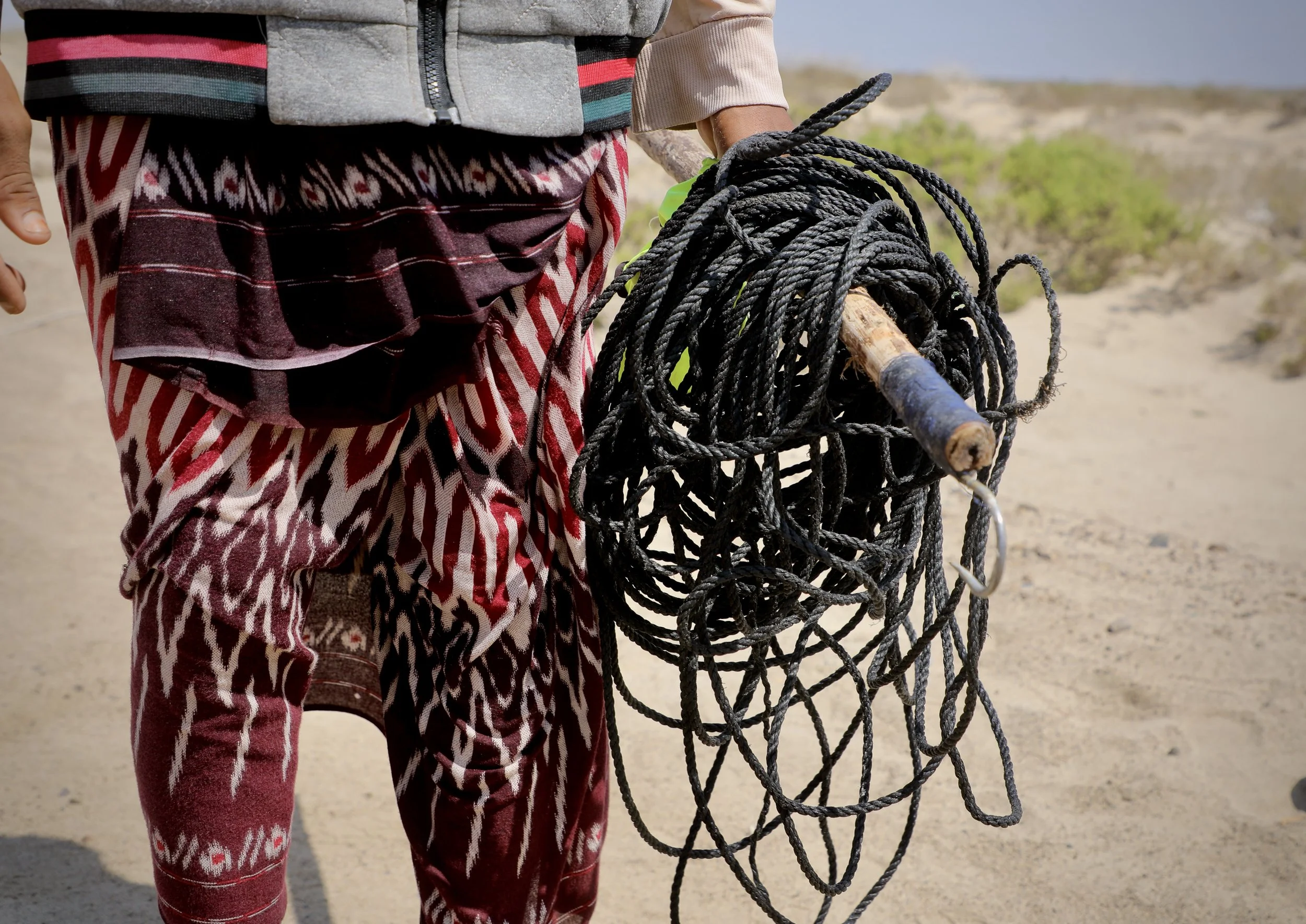 Most naval mines remain hidden beneath the water’s surface and can become entangled in fishing nets, forcing fishermen to work under constant threat. Al Khokha, Yemen.