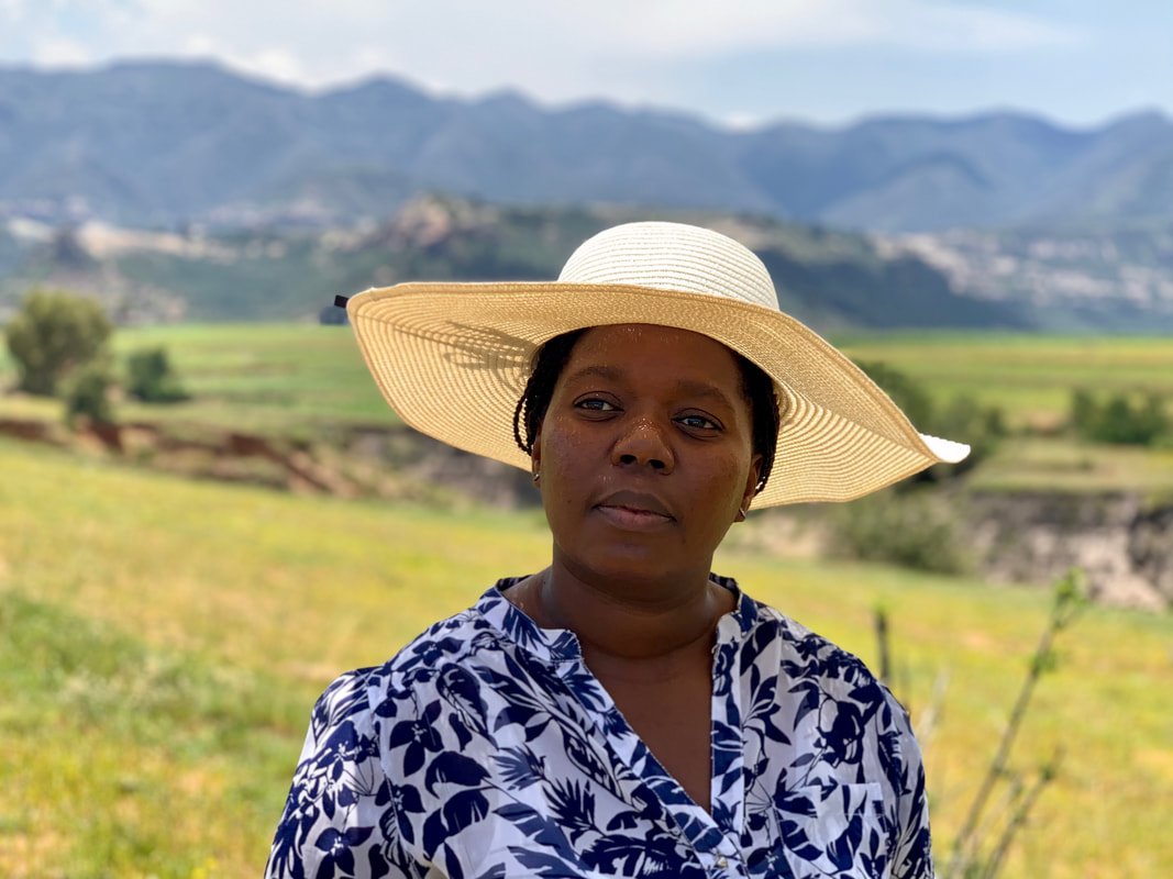Programme coordinator Lulu stands in the lowlands of Leribe district, where outreach teams organise HIV and STI prevention sessions for herd boys living beyond the reach of regular healthcare services.