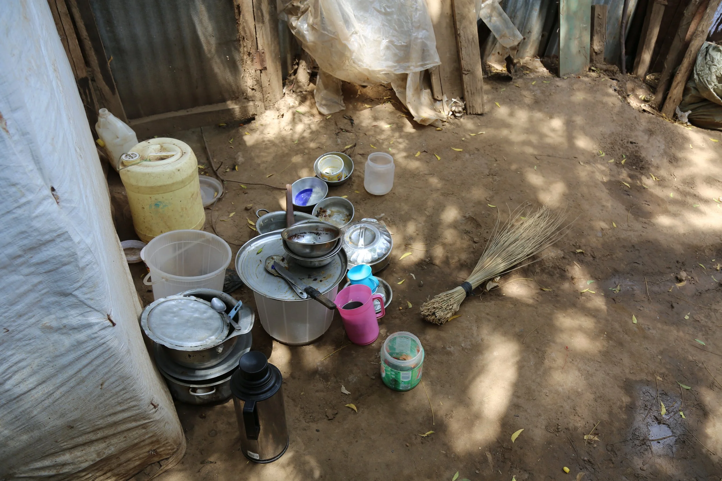 Household kitchen

Cooking utensils and containers outside Mariam Nininahazwe’s shelter in Kakuma refugee camp.