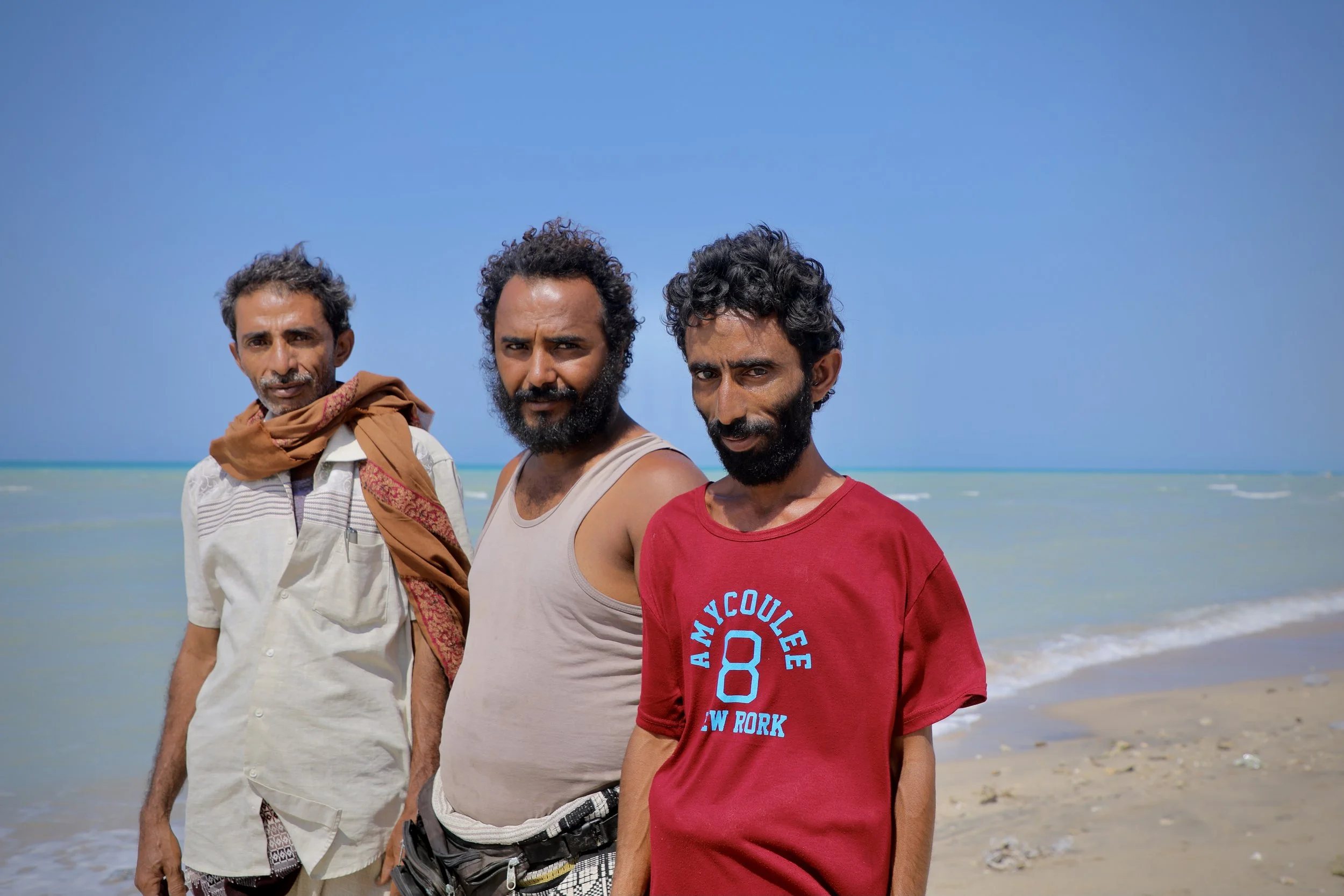 Fishermen gather along Yemen’s Red Sea coast near Al Khokha, where communities say landmines and naval mines have displaced families and devastated traditional fishing livelihoods. Along the coastline from Moshaj to Qatabah, more than 1,500 mine-rela