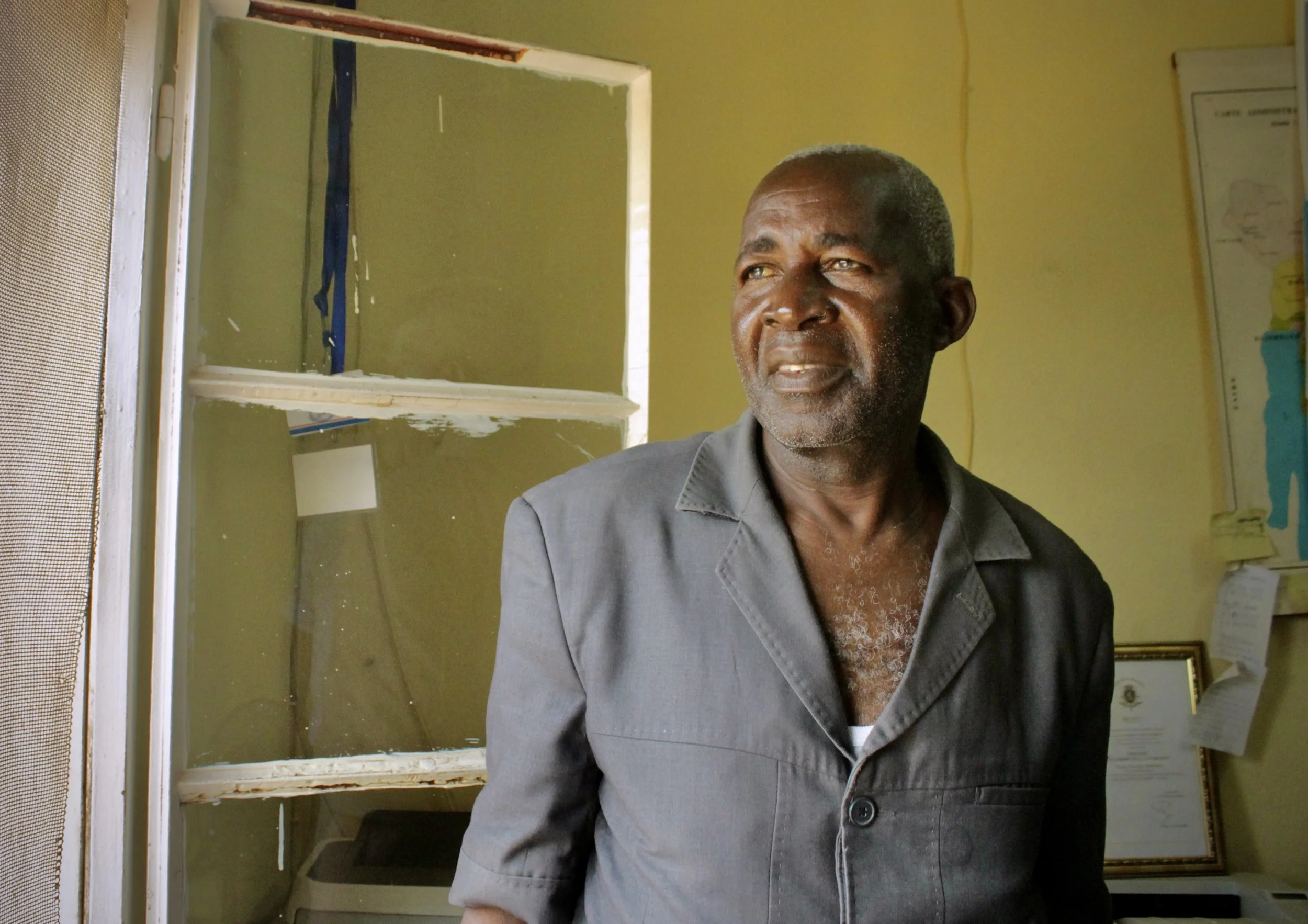 Pierre-Claver Mbonimpa, founder and president of APRODH, at the organisation's offices in Bujumbura, Burundi, July 2015. One of Burundi's most prominent human rights defenders, Mbonimpa spent years documenting torture, unlawful detention and politica