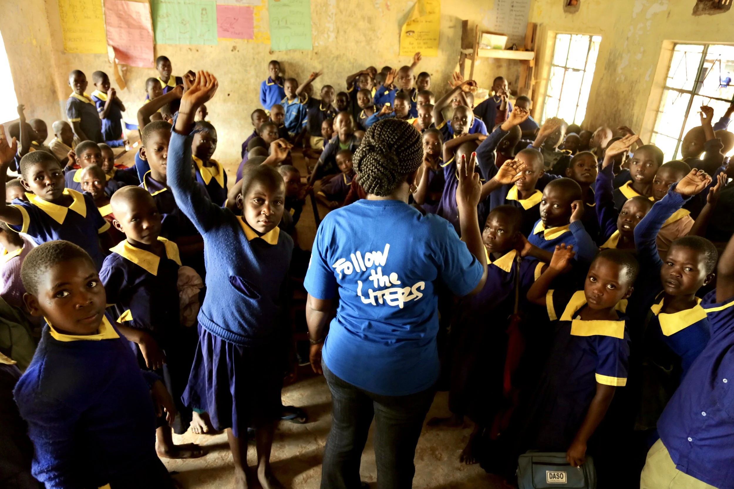 Pupils participate in a water, sanitation and hygiene awareness session led by health educators at Shinyunzu Primary School in Kakamega County, Kenya. The sessions help students understand the importance of safe drinking water, handwashing and diseas