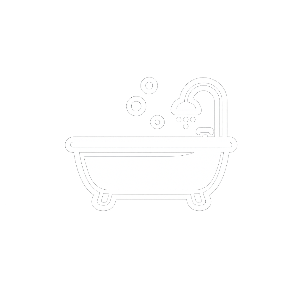 Symbol eines Badezimmers mit Badewanne und Wasserhahn