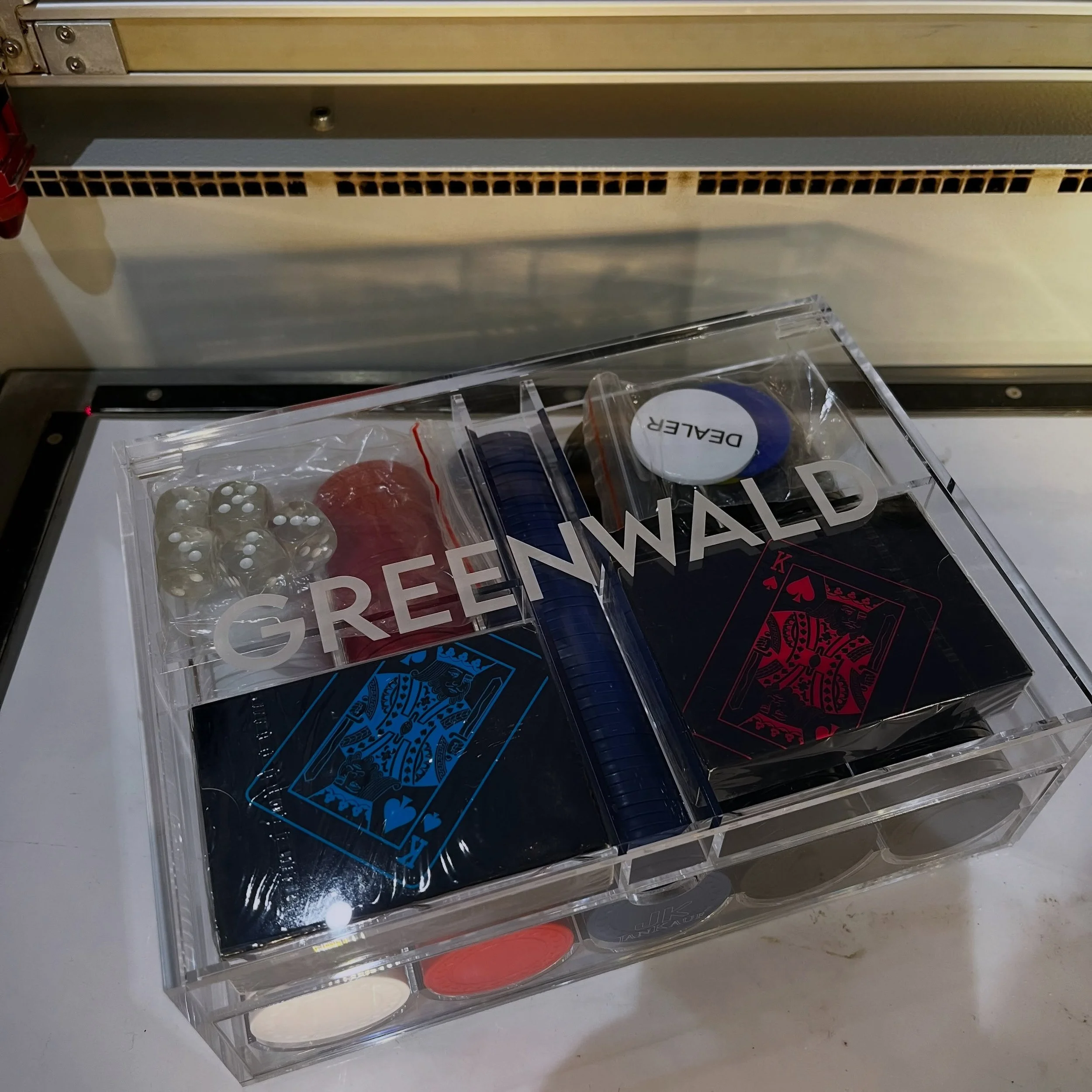 A gift they&rsquo;ll never forget.

Our personalised engraved lucite poker set combines luxury, style, and thoughtful customisation in one unforgettable gift.

Custom engraved. Timelessly elegant. Made to impress.