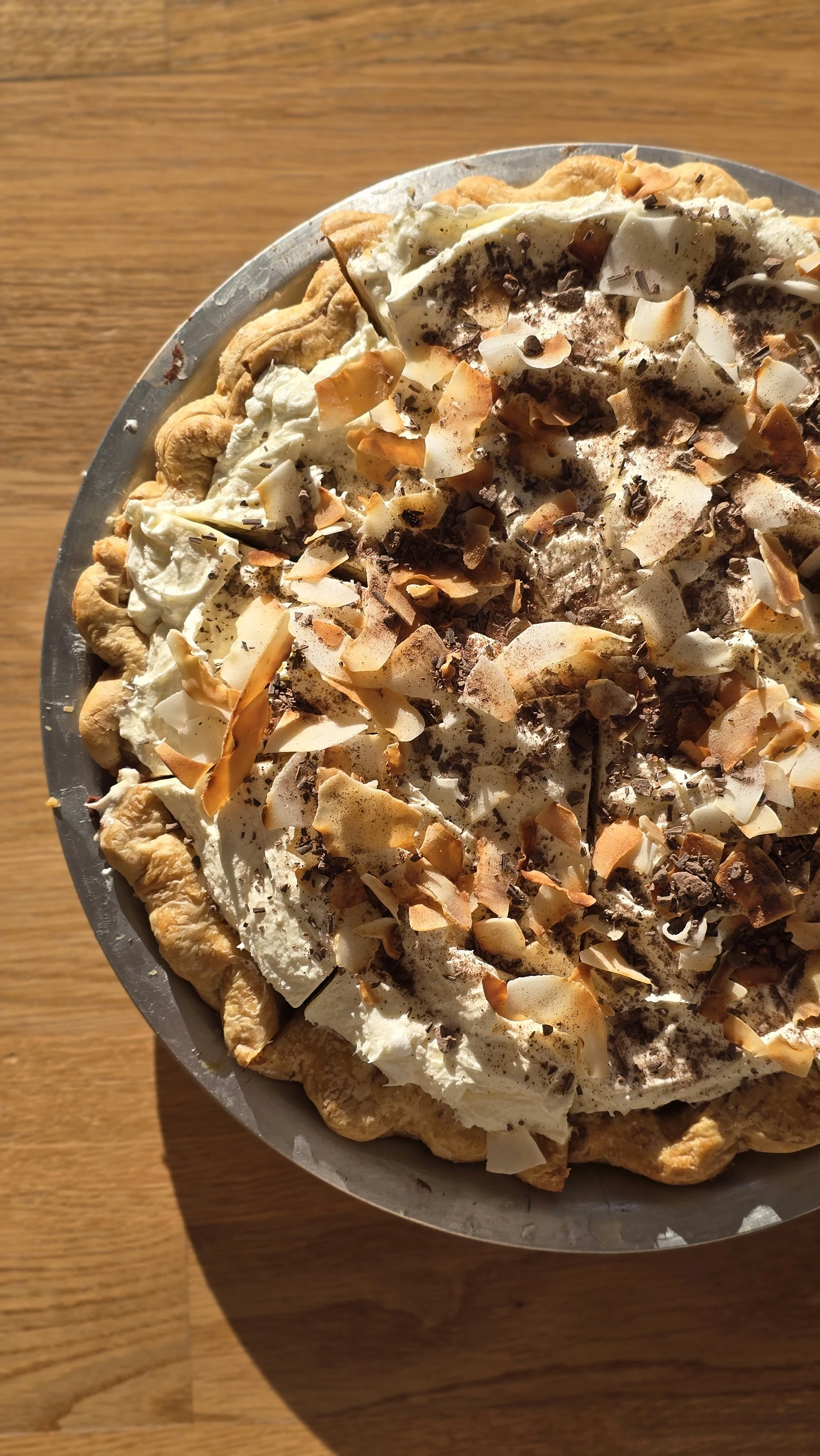 Dark chocolate, coconut cream pie (Plant based)