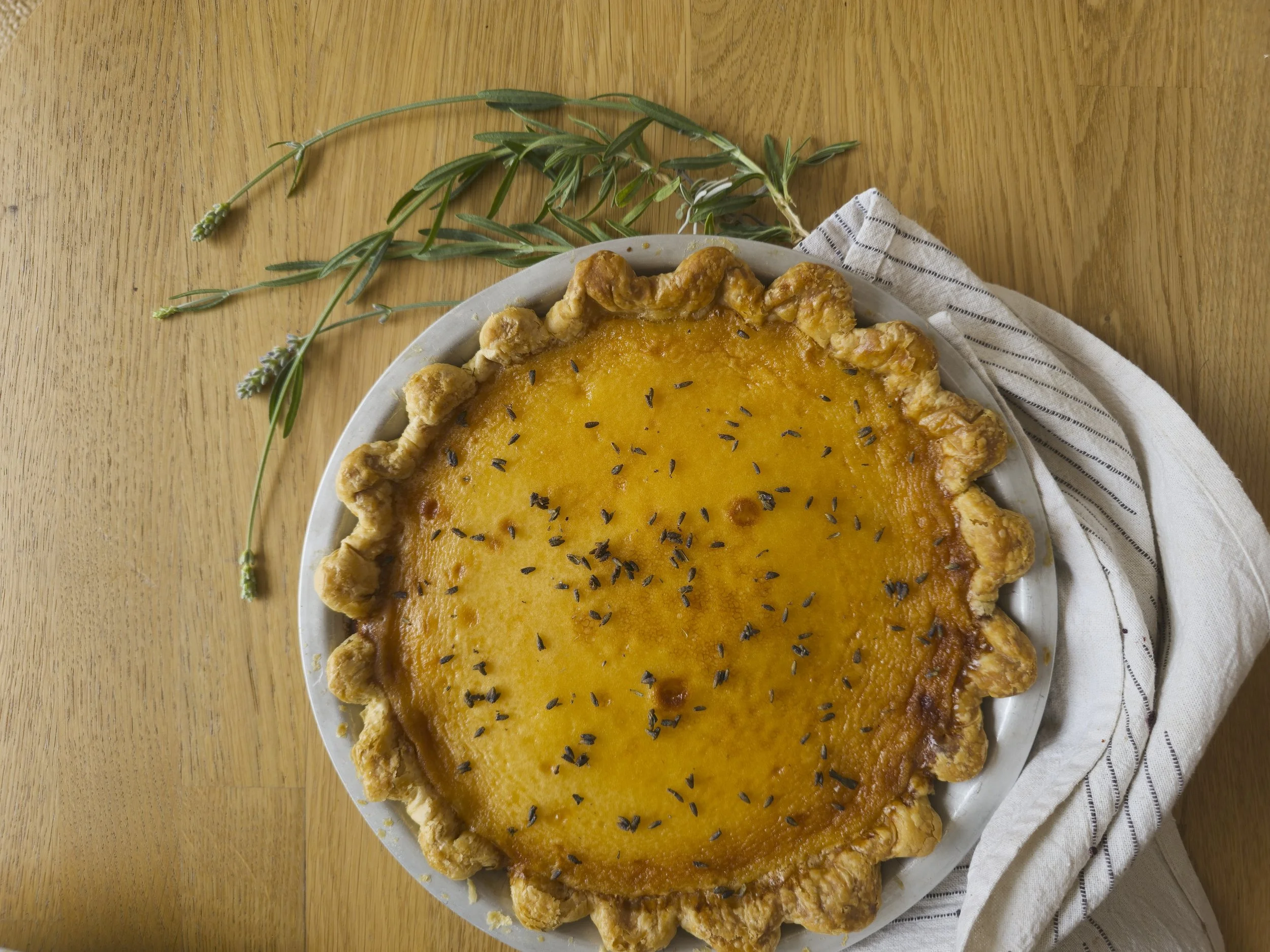 Honey lavender custard pie