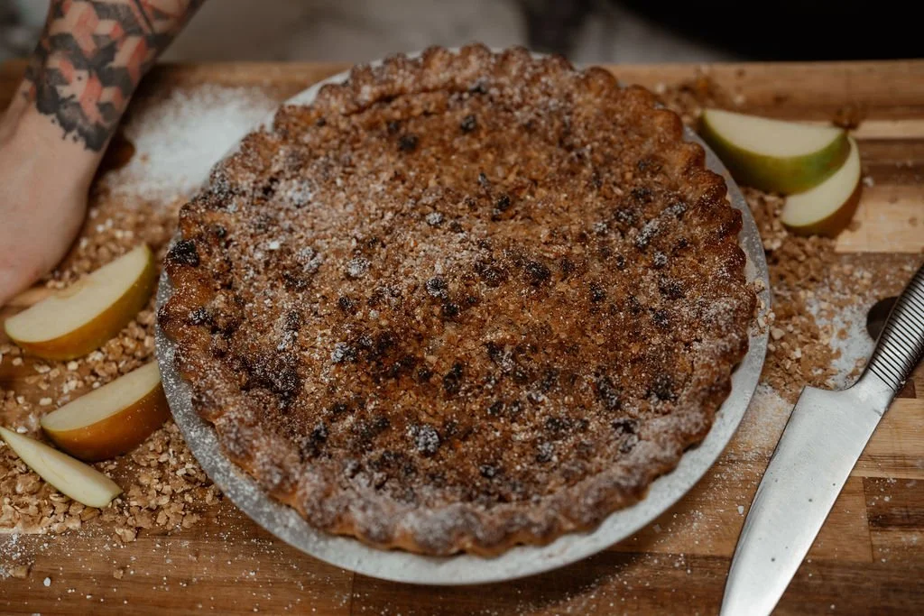 Rhubarb, Pear and Almond Crumble
