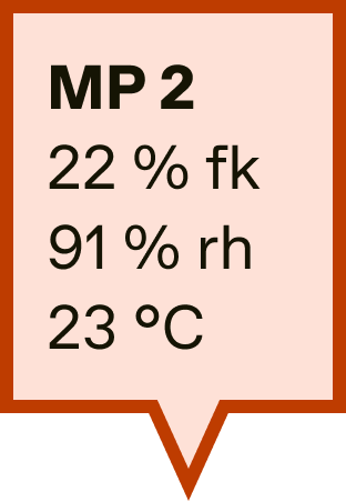 Skjermbilde med medisinsk eller teknisk informasjon, inkludert data og temperatur, på en lys bakgrunn.