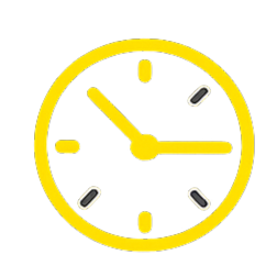 Yellow clock showing 3:15.