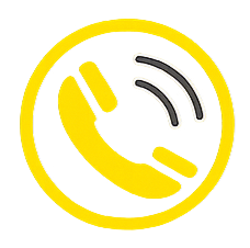 Icon of a rotary phone with sound waves, indicating a call