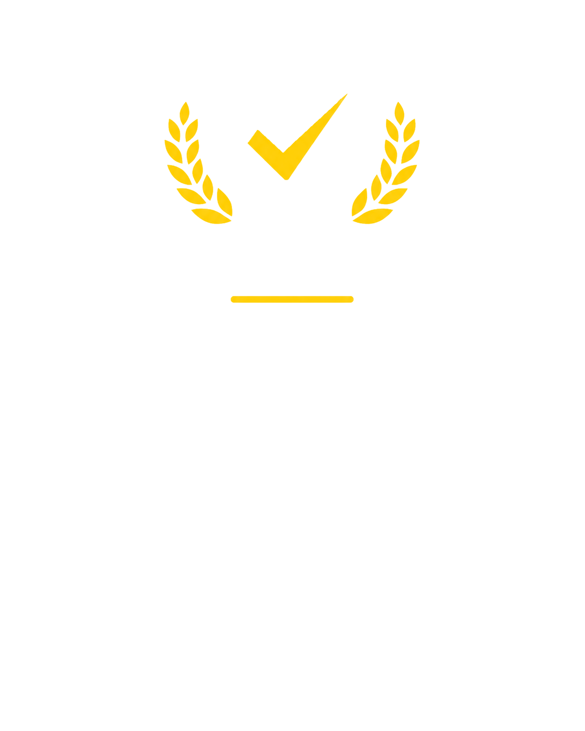 Black background with a white shield featuring a yellow checkmark, flanked by yellow laurel branches. The text reads 'Trusted & Respected' in large white letters, followed by a smaller paragraph: 'We treat every project like it's our own with honesty and integrity.'