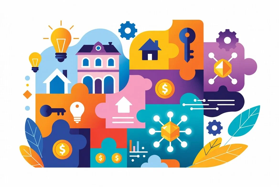 Digital real estate and tokenised asset infrastructure ecosystem illustration by TUTUM Group