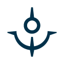 Tummansininen ankkurikoriste tai symboli.