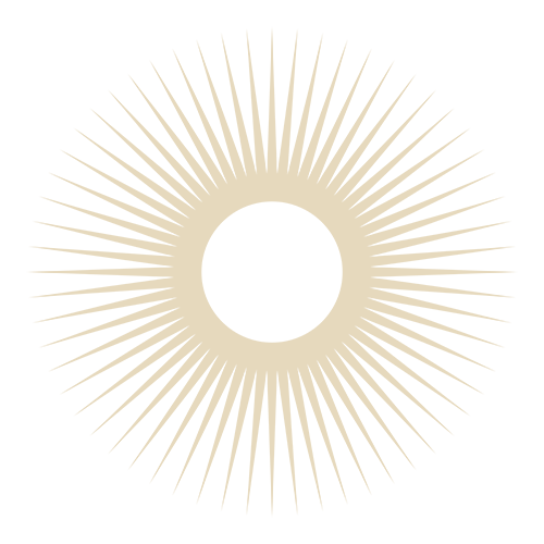 A black background with a beige concentric circle pattern radiating outward, resembling a sunburst or optical illusion design.