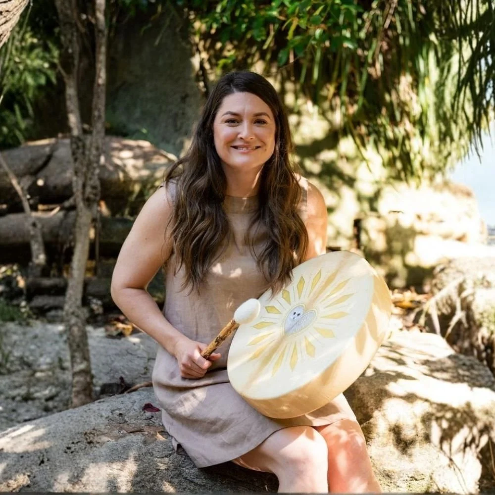 a restorative sound healing journey with Imogen Storey featuring a shamanic drum
