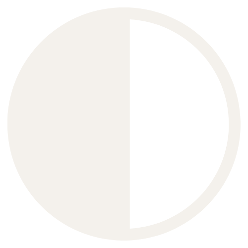 Circle divided into two equal halves, one white and one black.