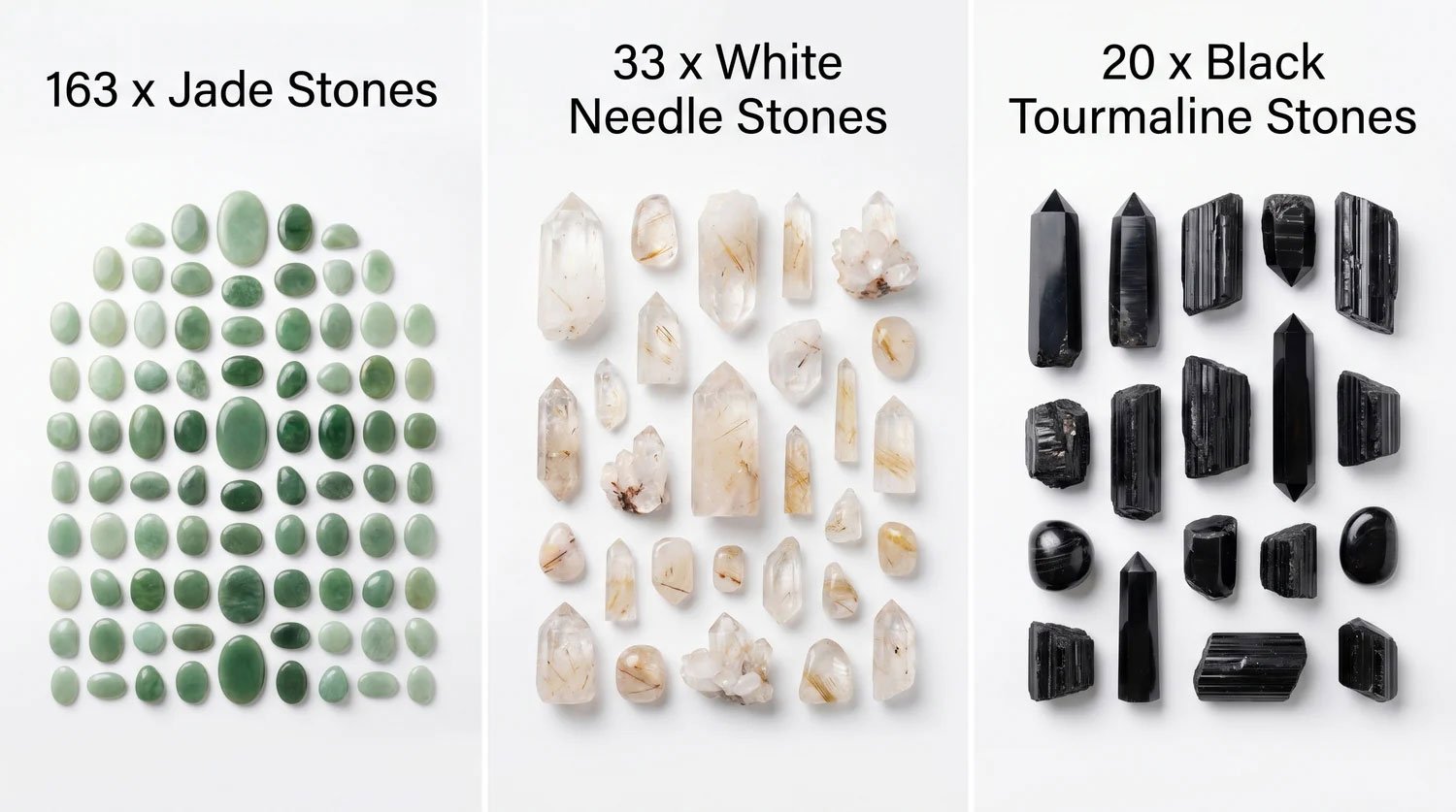 Soulibrium PEMF mat stones - Jade Stones, White Needle Stones, Black Tourmaline