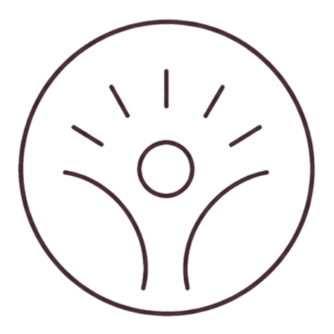 Clock face with stylized plant and radiating lines