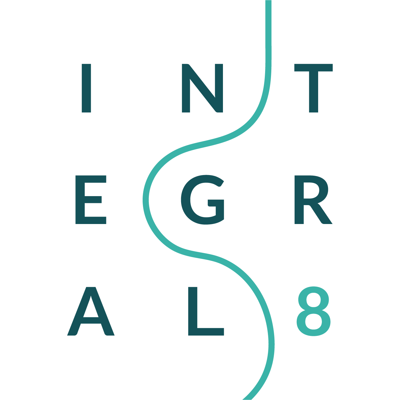 Integral8 white box logo with dark teal type
