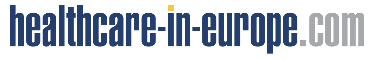 Logo of healthcare-in-europe.com with blue and yellow text on a white background.