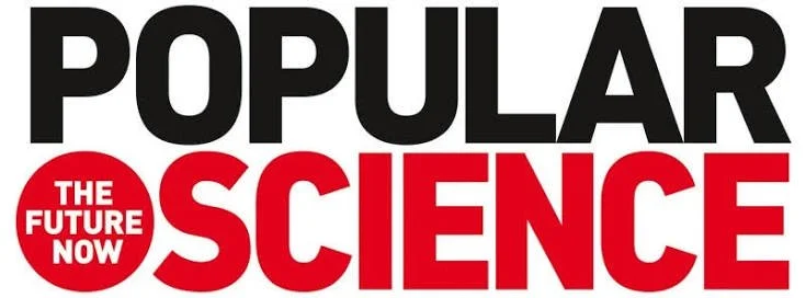 Text from a magazine cover that says "POPULAR SCIENCE" with a red circle that reads "THE FUTURE NOW".