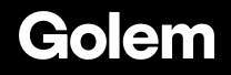 Golem logo with white text on a black background