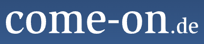 Text displaying the URL 'come-on.de' in white font on a dark blue background.