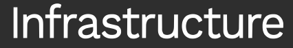 Close-up of a black sign with white text that reads 'Infrastructure'