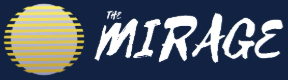 Logo with a stylized sun and the text 'The Mirage'