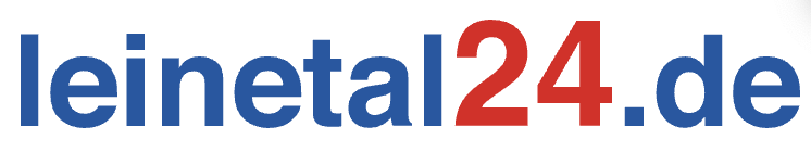 Logo of leinetal24.de with blue and red text.