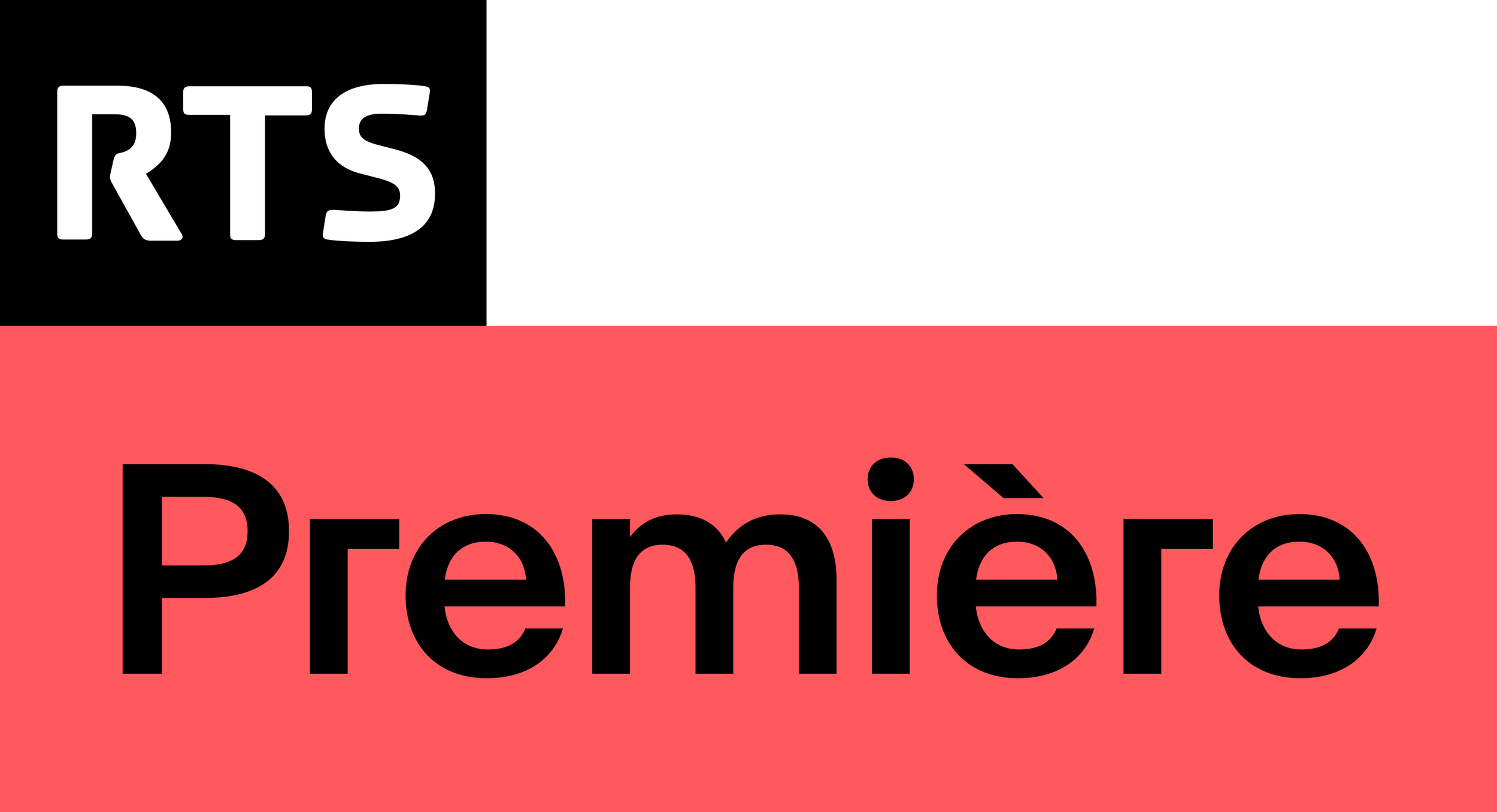Black, red, and white graphic with the words RÚS and Pemière.