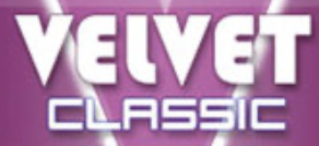 Velvet Classic logo with purple background.