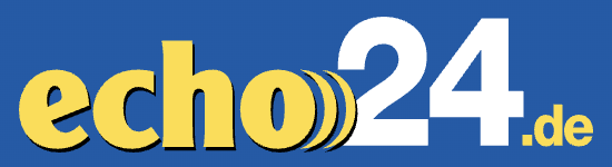 Logo for echo24.de with blue background, yellow and white text