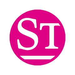 Pink circle with white letters 'ST' inside