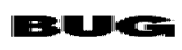 Close-up of the word 'BUG' in bold black font.