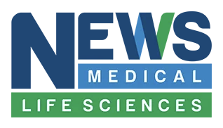 Logo for News Medical Life Sciences, with 'NEWS' in large navy, blue, green, and navy letters and 'MEDICAL' beneath it in white on a blue background, and a green banner with white text reading 'LIFE SCIENCES'.