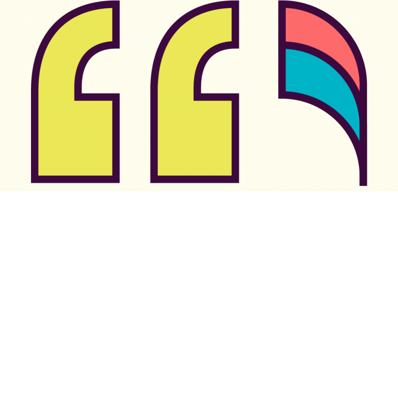 Logo with stylized yellow 'G' letters and a colorful curved section on a purple background