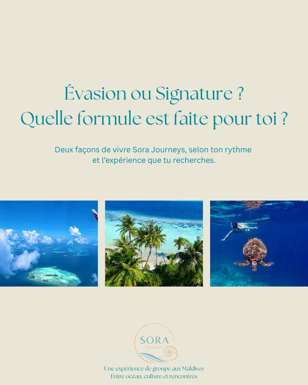 &Eacute;vasion ou Signature : deux fa&ccedil;ons de vivre Sora Journeys, selon ton rythme et l&rsquo;exp&eacute;rience que tu recherches 🌊
Si tu h&eacute;sites entre les deux, toutes les infos sont sur le site et on reste dispo en message priv&eacut