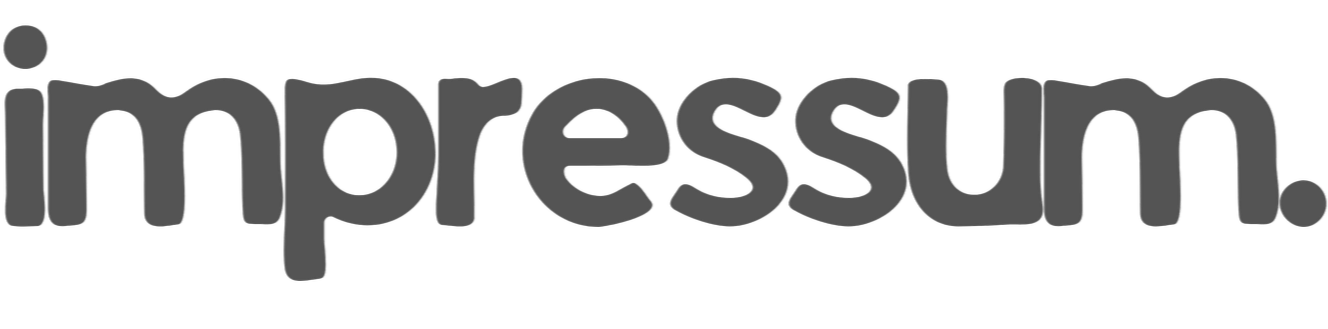 Das Bild zeigt das Wort "impressum" in großem, dunklem Text auf weißem Hintergrund.