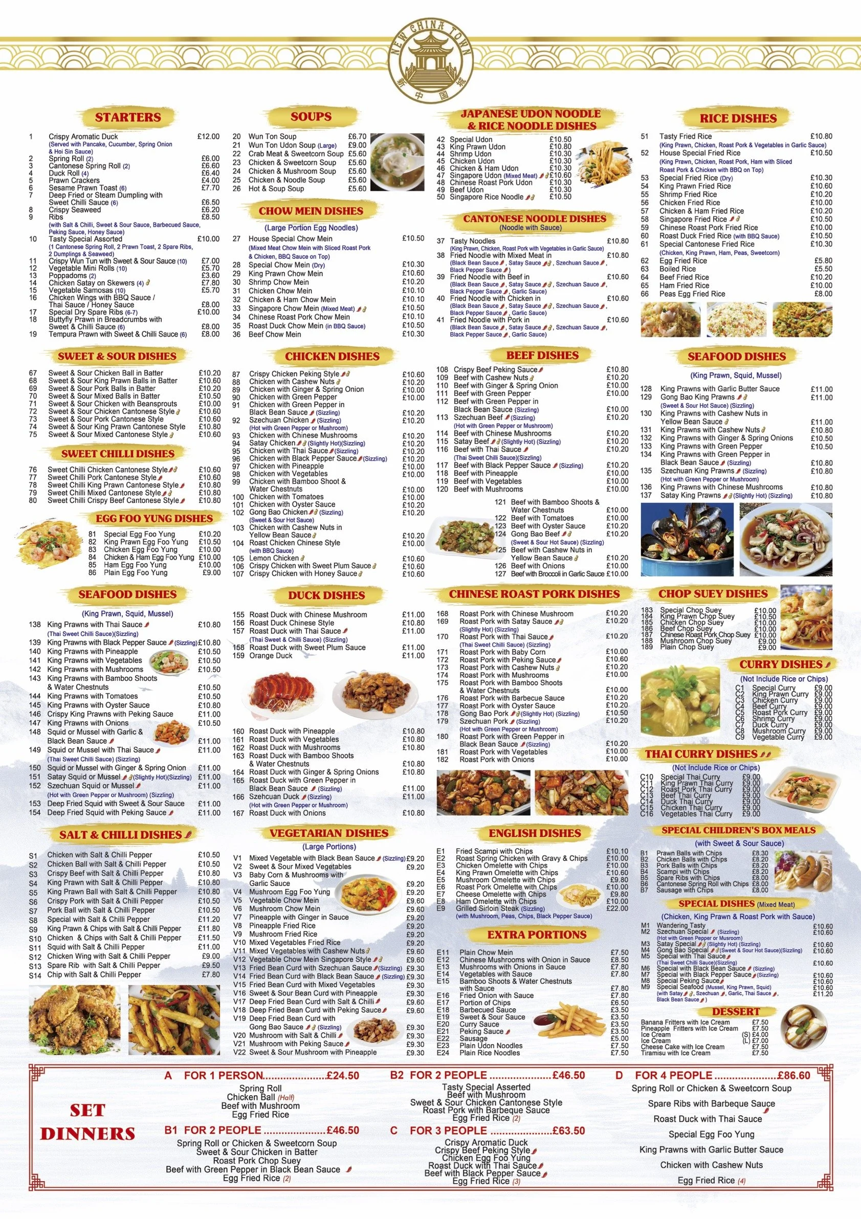 New China Town Tenby, Restaurant Menu - most popular Chinese restaurant in Tenby, Pembrokeshire
