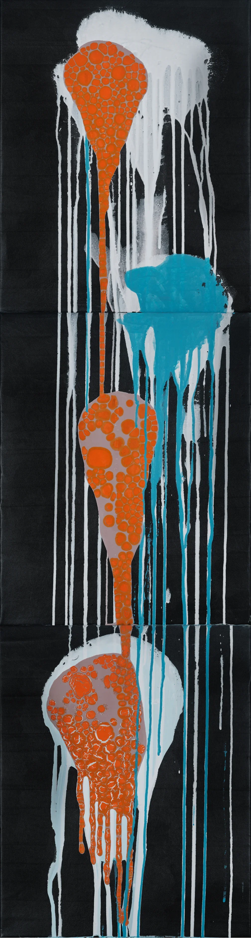   Spilt Milk , 2023 
 Mixed media on canvas (Triptych) 
Overall: 41 x 153 cm (16.1 x 60.2 in) 
Each panel: 41 x 51 cm (16.1 x 20.1 in)  
 €3,000  