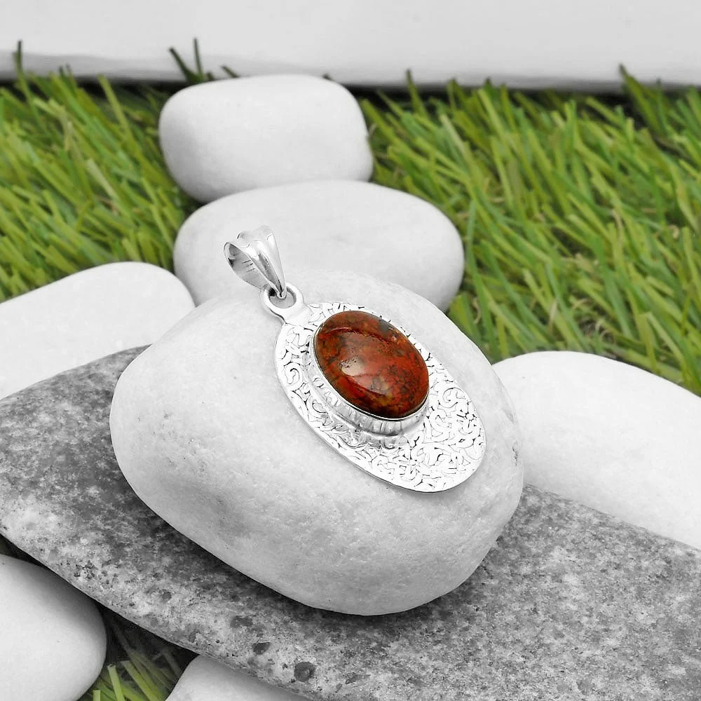 Natural Red Moss Agate Pendant