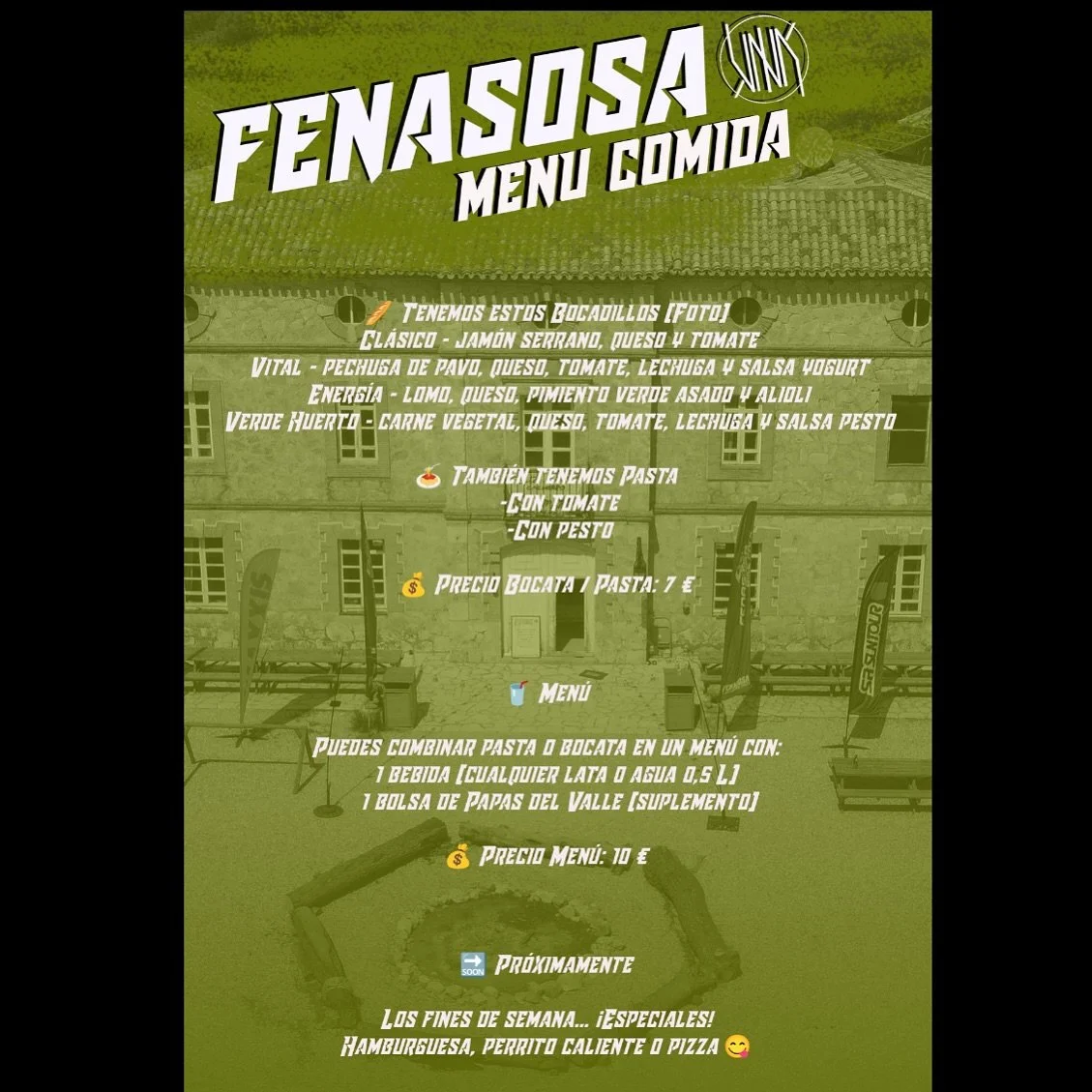 🚨 &iexcl;Novedad en La Fenasosa Bike Park! 🚨

Esta temporada renovamos nuestro servicio de comida para seguir mejorando la experiencia de todos los que ven&iacute;s a disfrutar del parque.

💡 Hemos cambiado nuestros men&uacute;s y la forma de trab