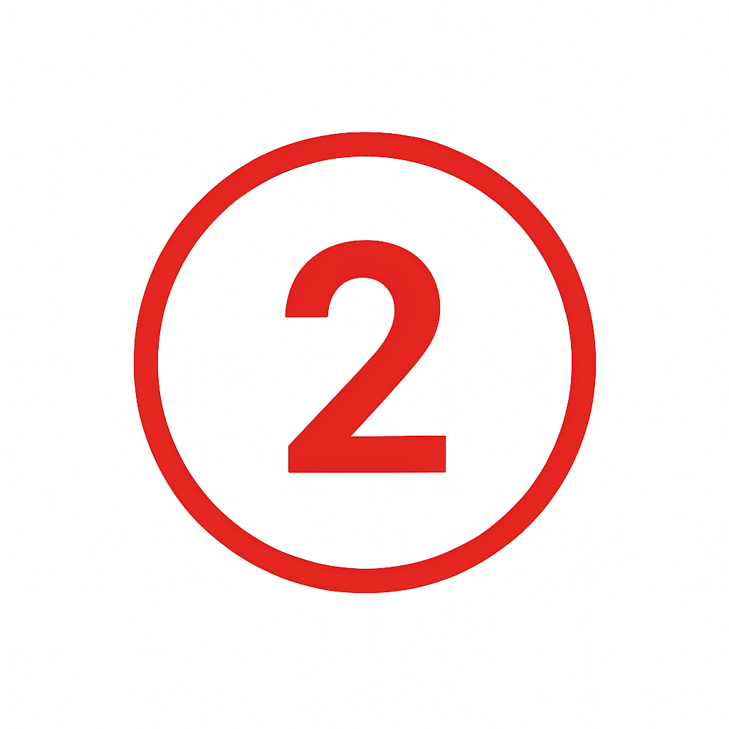 Un cercle rouge avec le numéro 2 à l'intérieur, sur un fond blanc.
