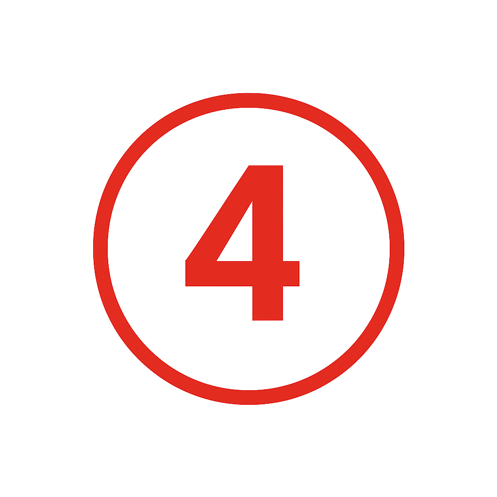Un cercle rouge avec le chiffre 4 en son centre sur un fond blanc.